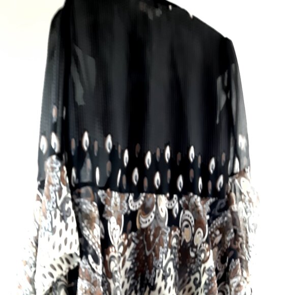 Plus Size 1x Umgee Black and Brown Sheer Vest with Elegant Design - Picture 10 of 12